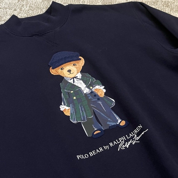 Polo Ralph Lauren Kids Bear Fleece Embroidered Sweatshirt Dress—‘RL Christmas’ - Picture 4 of 11